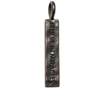 Believe In Miracles Silver Toned Rectangular Pendant Charm Inspirational Jewelry